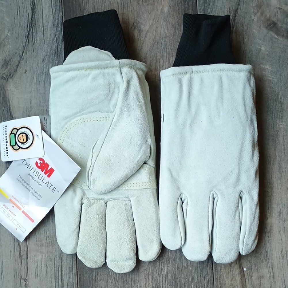 3M Thinsulate White and Black Men's Leather Gloves Size L